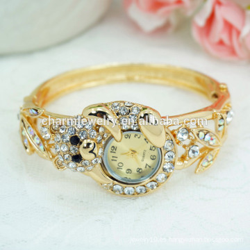 Nuevo reloj de lujo clásico magnífico del brazalete del oso del Rhinestone de lujo para las mujeres B065